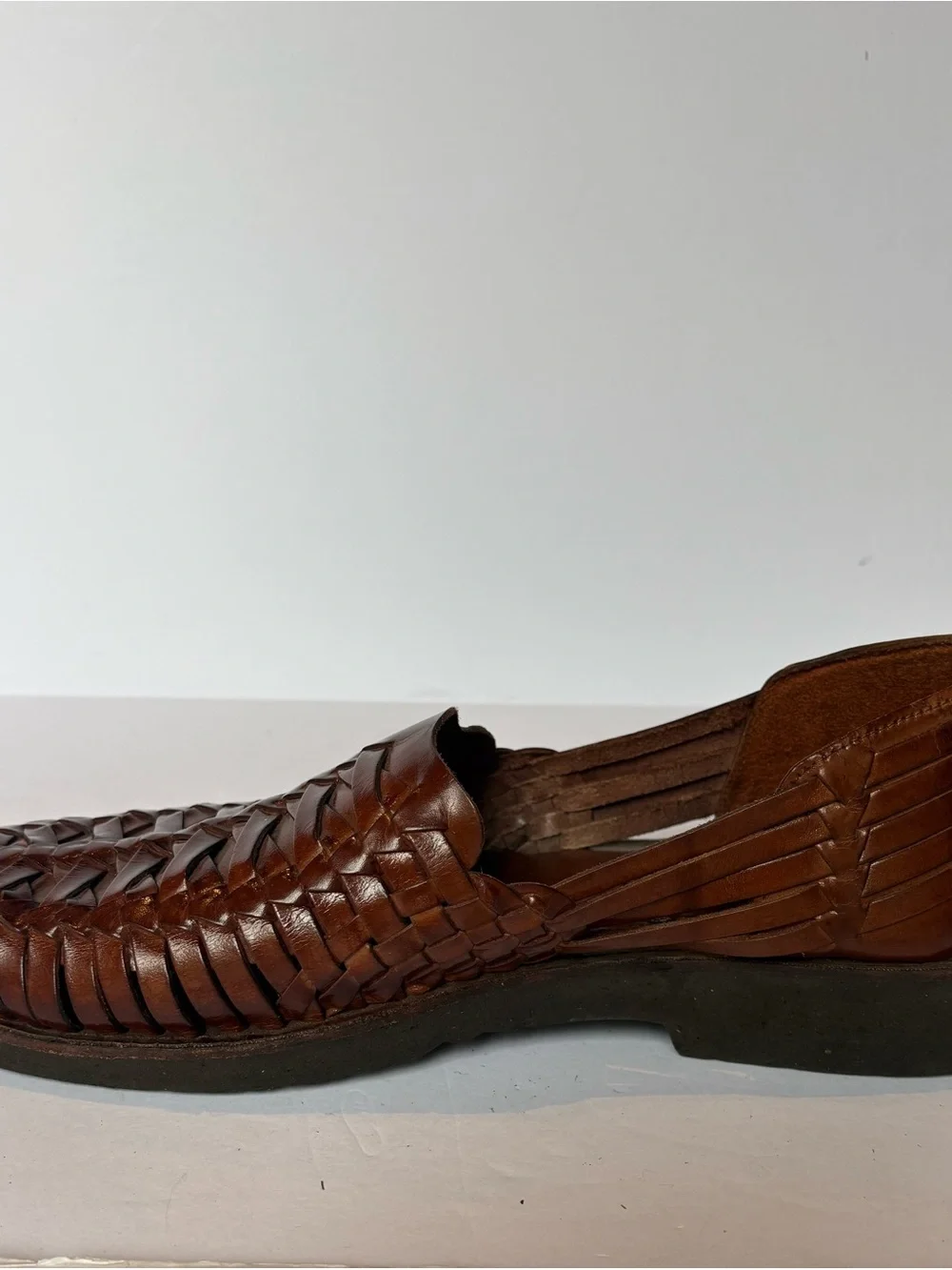 Sunsteps Men's Brown Woven Leather Slip-On Fisherman Huarache Sandals Size 7
